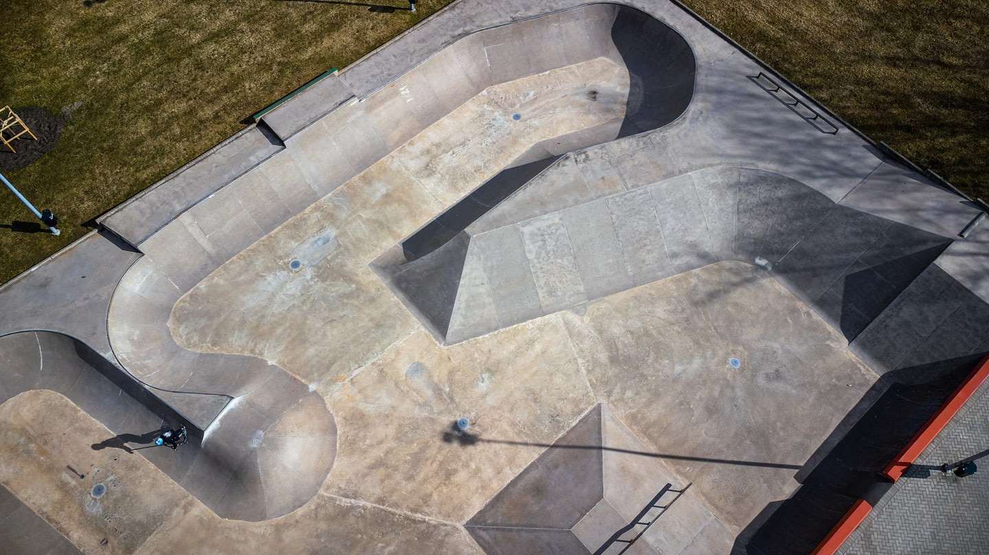 Aerial view of the skate park.
